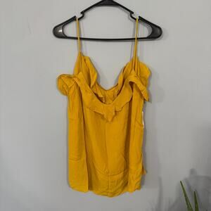 NWT Old Navy Ruffled Sleeveless Top Spaghetti Strap Golden Yellow Womens Size XL